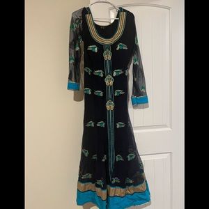 Turquoise Blue and Navy Blue Salwar - 2 piece
